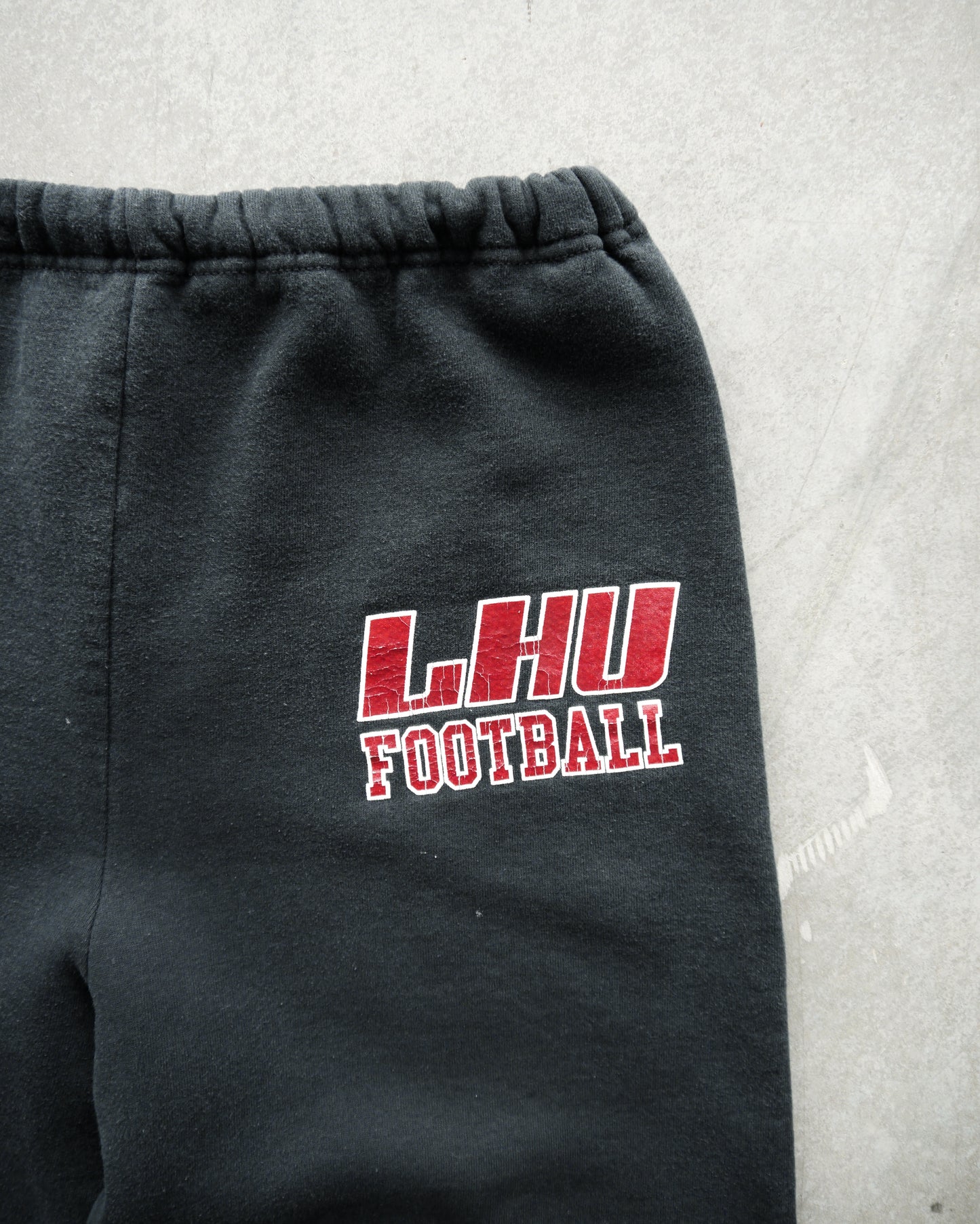 90s Russell Athletic “LHU Football” Faded Black Sweatpants (32-36)