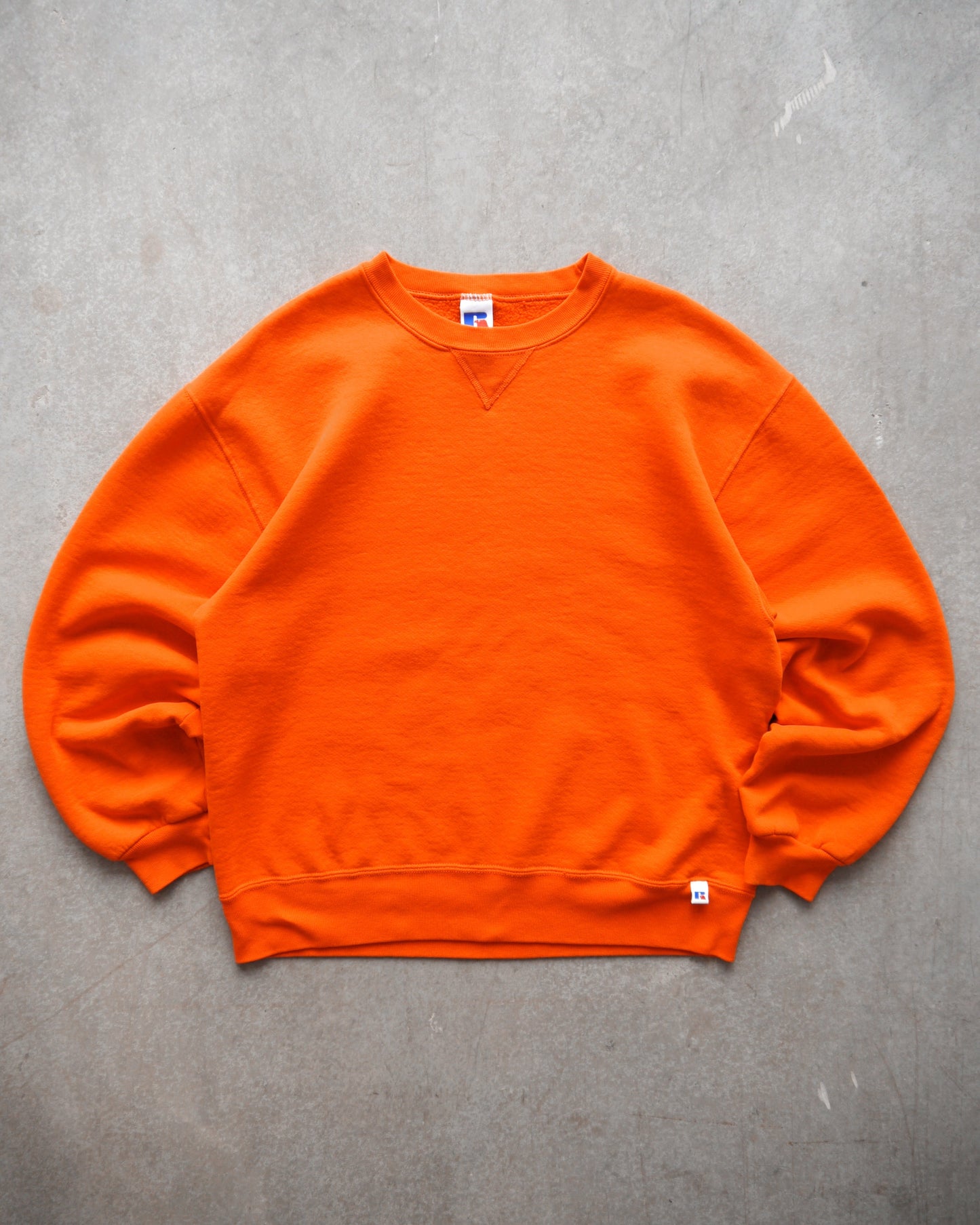 90s Russell Athletic Boxy Orange Crewneck (L)