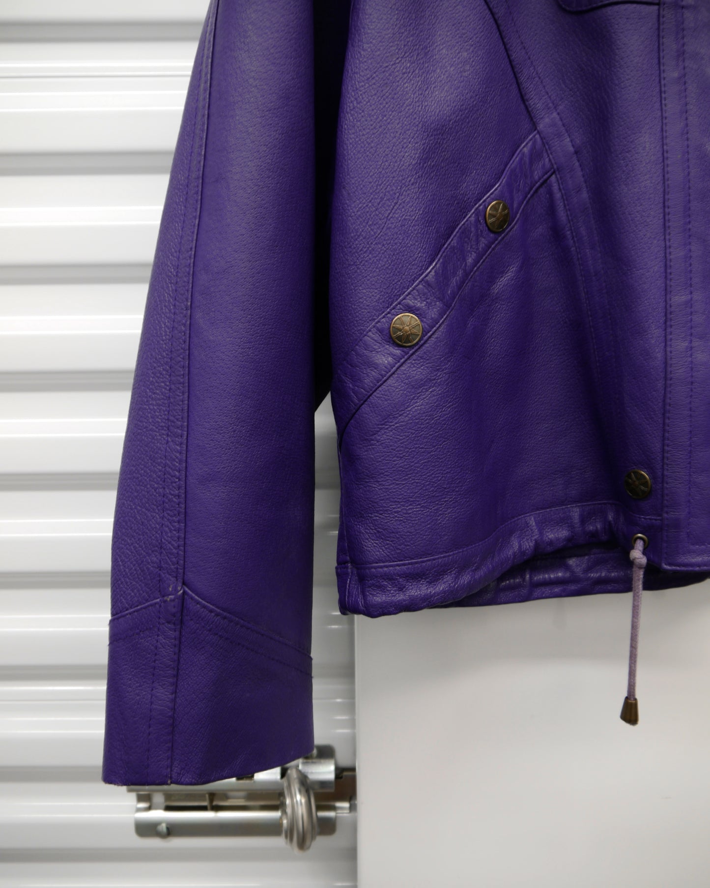 90s Cropped Purple Leather Smock (M/L)