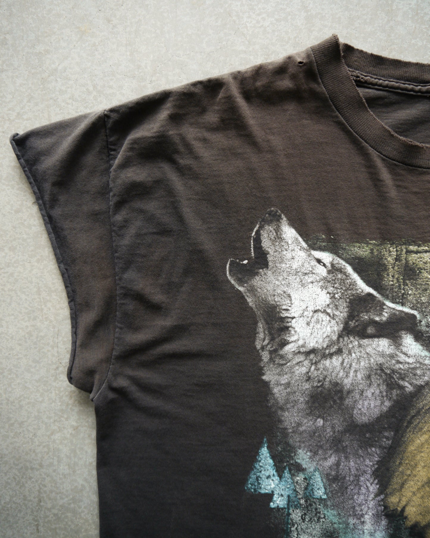 90s Thrashed Sun Faded Black Nature Tee (XL)