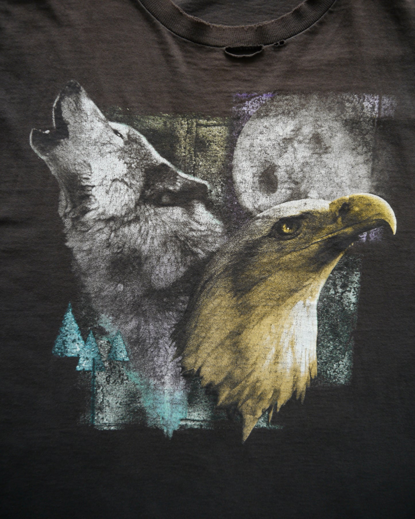 90s Thrashed Sun Faded Black Nature Tee (XL)