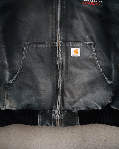 90s Carhartt Sun Faded Black Hooded Work Jacket (XL)