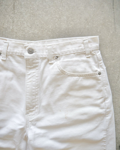 90s Levi’s 505 Stained White Denim Shorts (34)