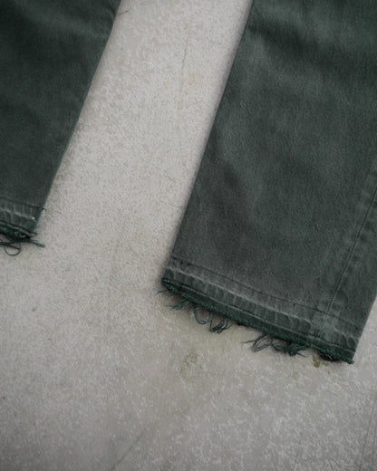 90s Levi’s 501 Faded Dark Green Released Hem Jeans (34x31.5)