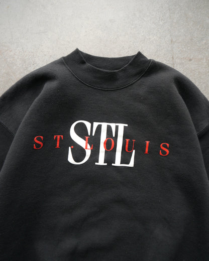 90s “St. Louis” Faded Black Crewneck (M)