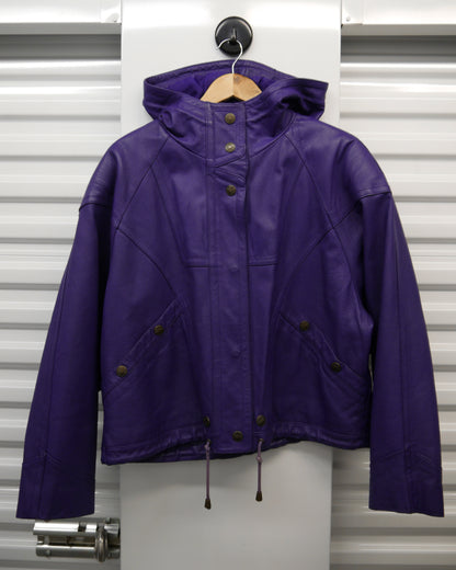 90s Cropped Purple Leather Smock (M/L)