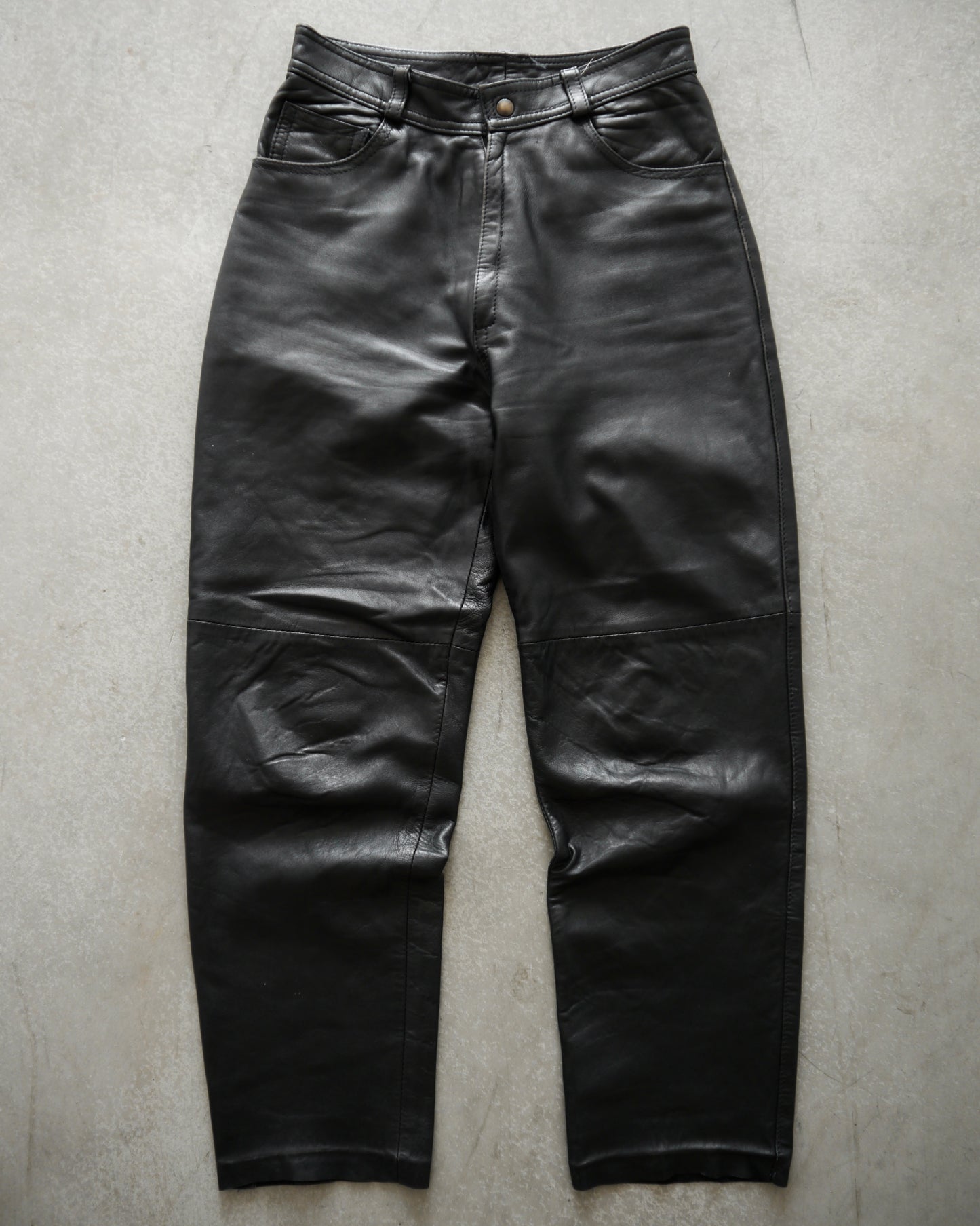 80s French Artisanal Black Leather Pants (29x29)