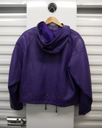 90s Cropped Purple Leather Smock (M/L)